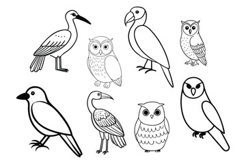 A delightful collection of black and white comic bird vector illustrations. Perfect for digital designs, printable, and creative projects. Editable, quirky, and versatile for any use.