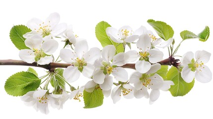 Obraz premium A blossoming apple tree branch, isolated on a white background