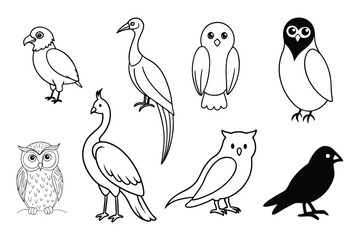A delightful collection of black and white comic bird vector illustrations. Perfect for digital designs, printable, and creative projects. Editable, quirky, and versatile for any use.