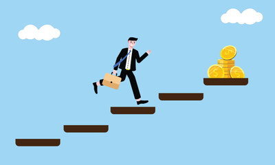 Fototapeta premium Business illustration concept. Man with a passion for pursuing success. Vector Illustration