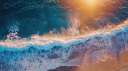 The sun sparkling on turquoise waves as they gently reach the shore.