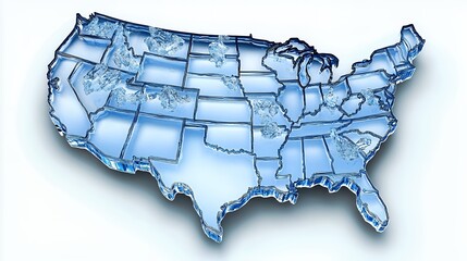 Icy Glass Map of the United States: A Crystalline Representation of American Geography