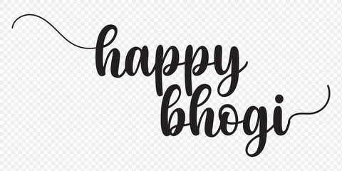 Happy Bhogi text banner, poster, background in Indian Festival vector illustration.