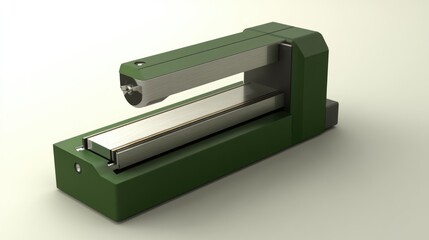 A modern milling machine cutting through a block of aluminum.