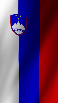 Vertical Slovenia Flag footage video waving in wind