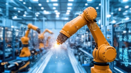 A robotic welding arm joining metal parts with precision and speed.