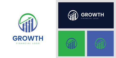 marketing and financial business logo icon design with circle symbol for global economy growing vector logo template
