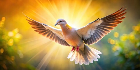 Obraz premium Biblical dove of peace: New Testament imagery, spiritual background, religious photography.