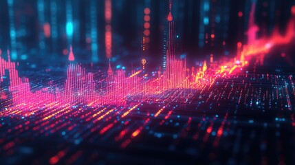 Fototapeta premium Financial growth chart with upward arrow on a digital screen, symbolizing profit.