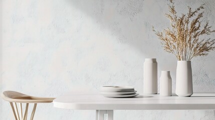 Elegant 3D Rendering of White Table with Home Decor Accents
