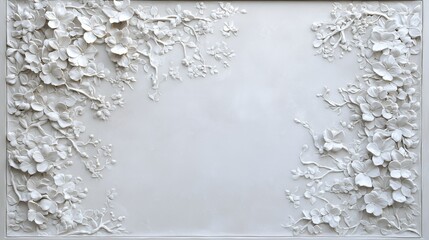 Intricate Floral Bas-Relief Sculpture: A Masterpiece of White on White