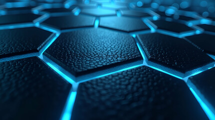 a blue  neon hexagon abstract background
