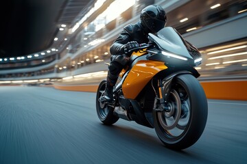 A motorcycle biker rider on a road