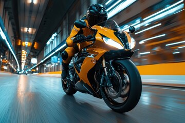 Obraz premium A motorcycle biker rider on a road