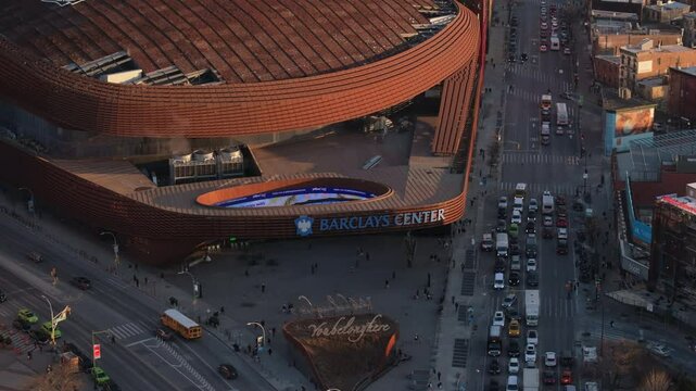 Aerial view of Brooklyn's Barclays Center