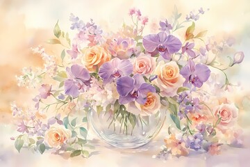 Obraz premium Delicate Floral Arrangement in Vase
