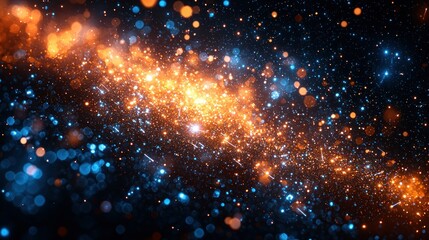 Fototapeta premium Cosmic Nebula: A Symphony of Blue and Orange Lights