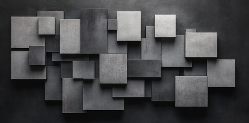 Abstract Grey Rectangular Blocks Wall Art Design