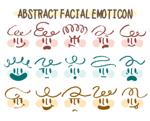 Set of doodle crayon colorful facial emoticon vector. Hand drawn comic style variety face emotion expression. Chalk pencil drawing cartoon line mood. Flat childish head. Abstract happy angry smile sad