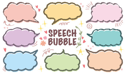 Fototapeta premium Valentines Day speech bubbles.Happy Valentine's Day love labels.Hand drawn doodle lettering quote frame with heart shape.Set of sticker for the lover.Valentine gift label.Love gift tags.Romantic blank