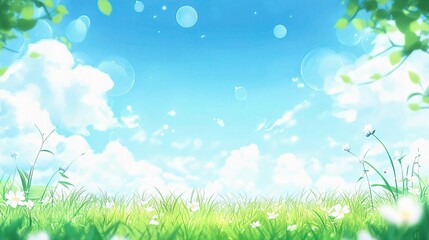 Obraz premium Serene Spring Landscape with Blurred Background and Nature Elements