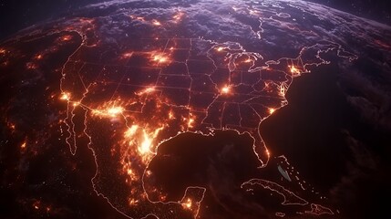 North America at Night: A Glowing Tapestry of Cities and States
