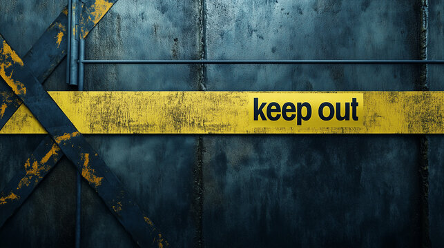 Background image of black concrete wall with yellow and black keep out tape