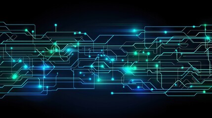 Abstract Technology Background Featuring Futuristic Circuit Patterns and Illuminated Lights for Digital and Cyber Themes in Modern Design Projects