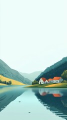 Serene Lakeside Houses nestled in Mountain Valley