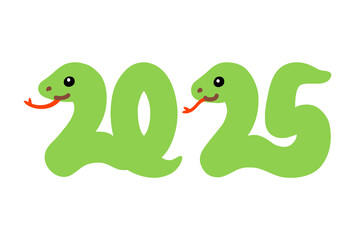 西暦2025年の巳年の蛇のカラーイラスト