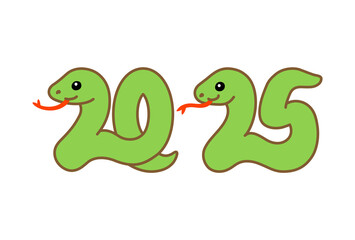 西暦2025年の巳年の蛇のカラーイラスト