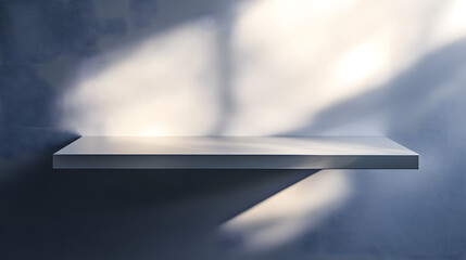 White Shelf Against Textured Wall with Light and Shadow