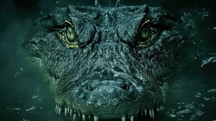 Obraz premium Fearsome Jaws: A Close Encounter with a Crocodile