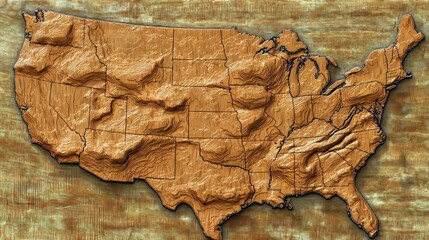 Three Dimensional Topographic Map of the United States