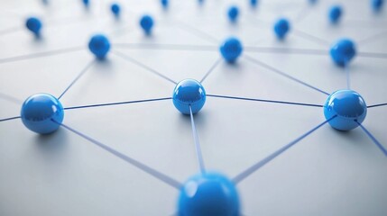 Abstract Network Connection: Blue Spheres and Lines