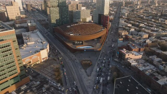 Aerial view of Brooklyn's Barclays Center