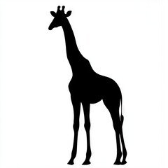 Fototapeta premium Silhouette of a giraffe against a white background