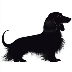 Silhouette of a longhaired dachshund
