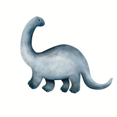 hand drawn watercolor style of  dino, brontosaurus illustration on transparent background,   cute design for printing, nursery and stickers Cute watercolor dinosaur painting. Brontosaurus © farahsekarr’sstudio