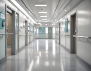 Obraz premium Aesthetic blur of corridor with modern hospital equipment background , healthcare, white background, blurred corridor