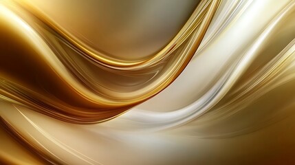 A smooth, flowing abstract design featuring warm gold and beige tones.
