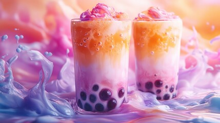 Colorful drinks Boba Bubble Tea Aesthetic