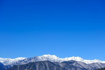 北アルプスと青空