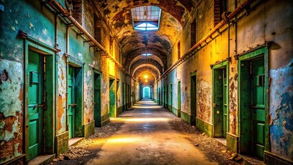 Obraz premium Derelict Harrisburg State Hospital Ward Hallway: Abandoned Pennsylvania Hospital Interior