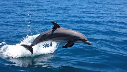 Fototapeta premium Playful Dolphin Leaps Out of Azure Ocean