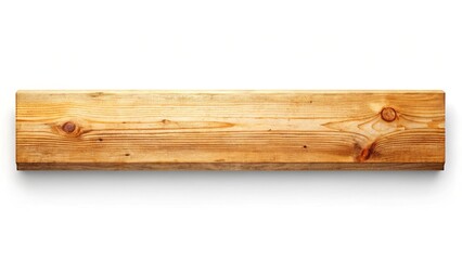 Horizontal Wooden Plank, Isolated, High-Resolution, Bright Wood Texture, Stock Photo