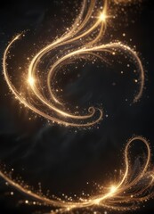 Glittering Swirls and Twinkling Stars on Dark Fabric,  Snowy Village Backdrop,  Dark Fabric,  Christmas Evening Sky