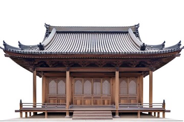Fototapeta premium Asian wood building architecture house white background.