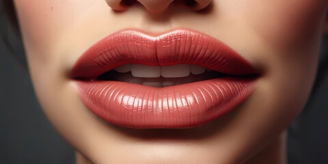 Obraz premium Retro halftone female lips design with subtle gradient and texture, lips, abstract, female