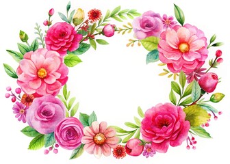 Watercolor Floral Wreath - Pink Circles - Artistic Design